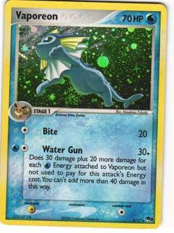Vaporeon Holo Pokemon TCG POP Series 3 6/17 MP - Image 1