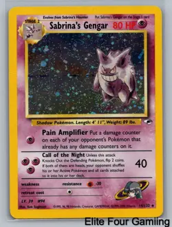 Sabrina's Gengar 14/132 Holo Rare Gym Heroes Pokemon Unlimited Holo MP - Image 1