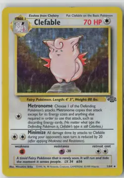 Pokemon TCG Clefable Jungle 1/64 Holo Unlimited Holo Rare - Image 1