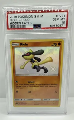 Pokemon Hidden Fates Riolu SV21 PSA 10 - Image 1