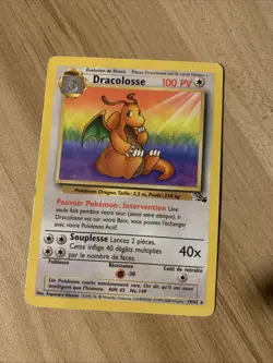 2000 Pokemon FRENCH Unlimited Fossil Dracolosse-Dragonite 19/62 EX LP - Image 1