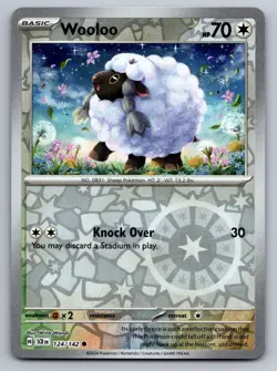 Wooloo 124/142 Common Stellar Crown Pokemon Reverse Holo Near Mint - Image 1
