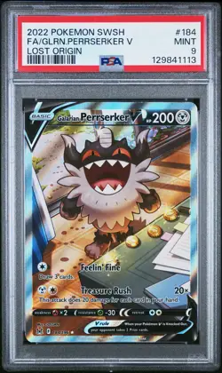 Fa/Glrn.Perrserker V Lost Origin Pokemon Sword & Shield Lost Origin 184 NM PSA 9 - Image 1