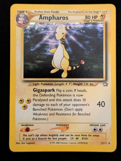 Pokemon TCG Ampharos 1/111 Neo Genesis Holo Rare Unlimited English 80 HP - Image 2