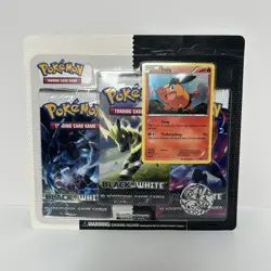 Black White Base Unpunched 3-Pack Blister Booster Tepig Pokemon Sealed Rare - Image 1