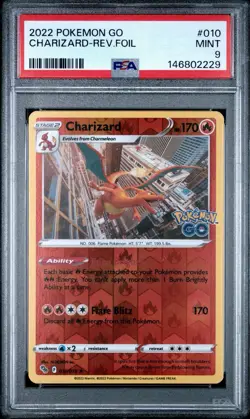 2022 Pokemon GO Charizard #010/078 Reverse Holo Rare PSA 9 - Image 1