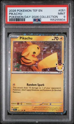 2026 POKEMON TEF EN-TEMPORAL FORCES POKEMON DAY 2026 COLLECTION PIKACHU PSA 9 - Image 1