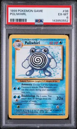 PSA 6 EX - MINT 1999 POKEMON GAME BASE SET 38 POLIWHIRL Unlimited - Image 1