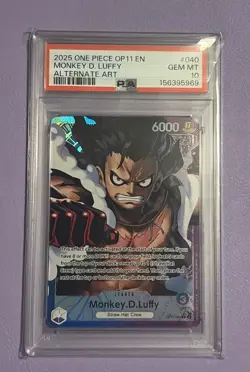 One Piece CCG Monkey.D.Luffy Alternate Art OP11-040 PSA 10 Gem Mint - Image 1