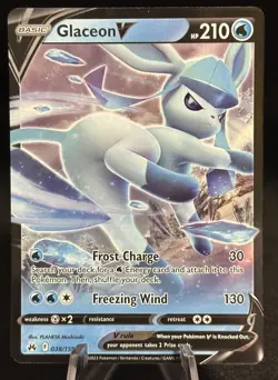Glaceon V - 038/159 - Pokemon Crown Zenith Sword & Shield Ultra Rare Card NM - Image 1
