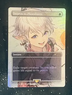 Swords To Plowshares (Borderless) Final Fantasy Foil Promo - FFXIV MTG - NM - Image 1