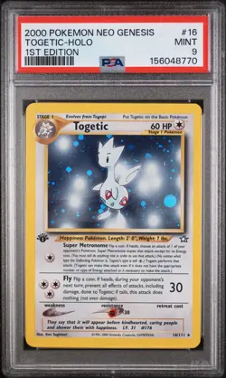 2000 POKEMON NEO GENESIS FIRST 1ST EDITION #16 TOGETIC-HOLO PSA 9 NEW CERT - Image 1