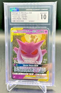 CGC 10 - 2019 Pokemon Team Up GENGAR & MIMIKYU GX Holo #53 - Image 1