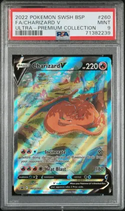 PSA 9 CHARIZARD V #260 ULTRA PREMIUM POKEMON 2022 SWSH FULL ART - Image 1