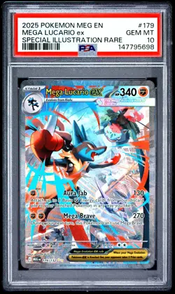 2025 POKEMON MEG EN-MEGA EVOLUTION #179 MEGA LUCARIO EX PSA 10 - Image 1