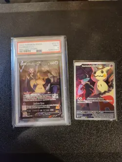 Pokemon SWSH Brilliant Stars Mimikyu V TG PSA 9 Mint plus Team Rockets Mimikyu! - Image 1