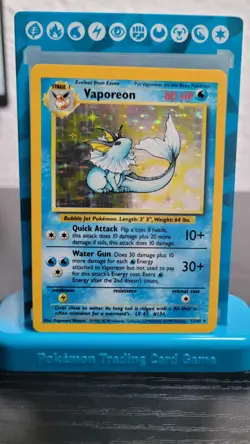 Pokemon TCG Vaporeon Holo Rare Card 12/64 Jungle No Symbol Error - LP+ - Image 1