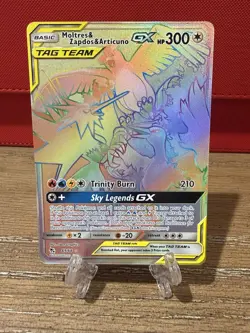 Pokemon TCG Moltres & Zapdos & Articuno GX Rainbow Secret Rare 69/68 Near Mint - Image 1