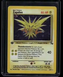 Pokemon TCG Zapdos 15/62 Fossil 1st Edition Holo Rare MP - Image 1