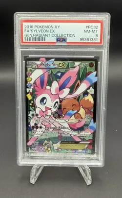 2016 Pokemon XY Generations Radiant Collection Sylveon EX Full Art #RC32 PSA 8 - Image 1