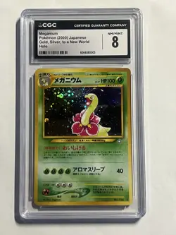 CGC 8 Meganium Japanese Neo Genesis 154 Holo Pokemon Card - Image 1