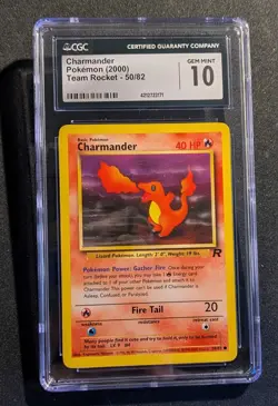 2000 Pokemon Team Rocket Charmander #50 CGC 10 GEM MINT - Image 1