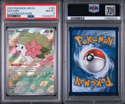 2025 Pokemon SHAYMIN 185/182 SV: DRI EN Illustration Rare NM-MT PSA 8 - Image 1