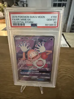Mr. Mime GX 156/168 Full Art Holo Pokemon 2018 Celestial Storm PSA 10 GEM MINT - Image 1