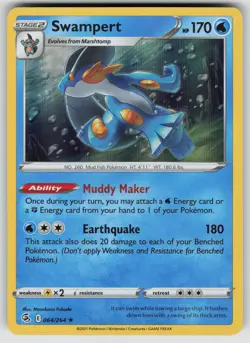 SWAMPERT 064/264 HOLO RARE FUSION STRIKE POKEMON HOLO NEAR MINT - Image 1