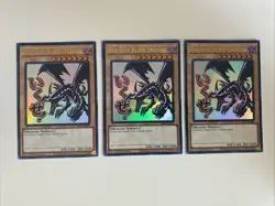 Yugioh Red-Eyes Black Dragon x 3 - 1st Edition Ultra Rare Stamped LP Free Holo A - Image 1