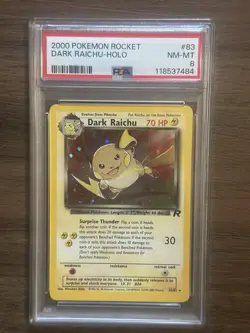 Dark Raichu 2000 Pokemon Rocket #83 Holo PSA 8 NM-MT Card - Image 1