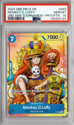 Monkey D Luffy - P-043 - PSA 10 - 2nd Anniversary - English - One Piece - 149-37 - Image 1