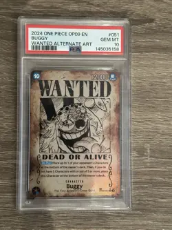 One Piece Buggy OP09-051 Emperors in the New World Wanted Alt Art - PSA 10 🔥 - Image 3