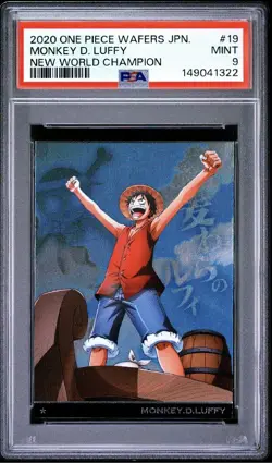 PSA 9 2020 ONE PIECE WAFERS JAPANESE NEW WORLD CHAMPION 19 MONKEY D. LUFFY - Image 1