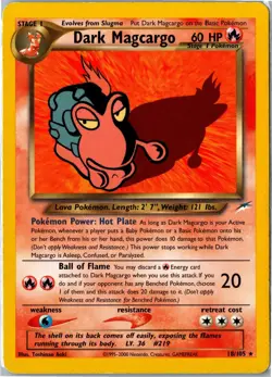 Pokemon Card - Dark Magcargo Neo Destiny 18/105 2002 Rare Unlimited MP - Image 1