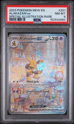 2023 POKEMON MEW EN-151 SPECIAL ILLUSTRATION RARE #201 ALAKAZAM EX PSA 8 - Image 1