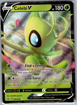 Celebi V 001/202 SWSH01: Sword & Shield Base Set - Pokemon Card - LP - Image 1