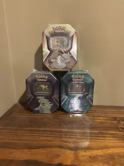 3 x Triple Whammy Collector SEALED Tins Complete Tin Set Pokemon TCG LOT - Image 1