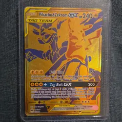 Pokemon TCG Pikachu & Zekrom GX SM248 Sm Full Art Promo TAG TEAM Holo 240HP - Image 1