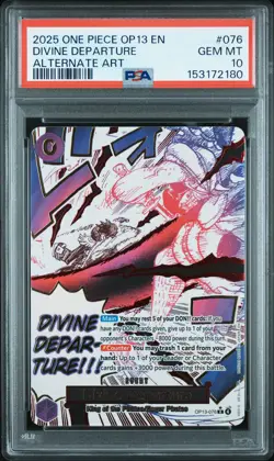 2025 ONE PIECE OP13-CARRYING ON HIS WILL ALTERNATE ART DIVINE DEPARTURE PSA 10 - Image 1