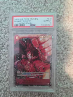 One Piece OP05 Monkey D. Luffy 1st Anniversary ST01-012 PSA 10 Gem Mint English - Image 1