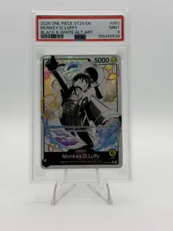 PSA MINT 9 2026 ONE PIECE ST29-001 EN ~ MONKEY D. LUFFY ~ BLACK & WHITE ALT ART - Image 1