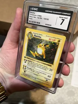 Pokemon TCG Raichu Holo Card Base Set 1st Edition Rare Shadowless 1999 CGC 7 - Image 2