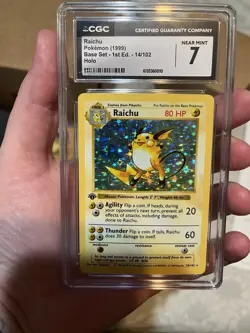 Pokemon TCG Raichu Holo Card Base Set 1st Edition Rare Shadowless 1999 CGC 7 - Image 3
