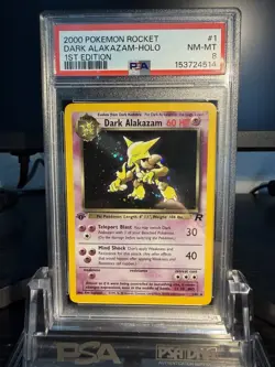 Pokemon TCG Dark Alakazam Holo Rare 1st Edition PSA 8 New Cert - Image 1