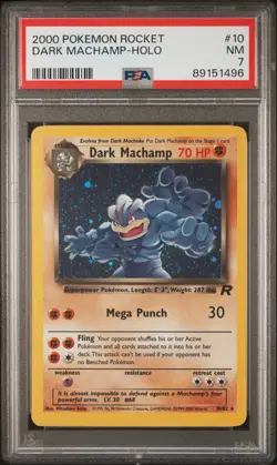 2000 Pokemon Team Rocket Dark Machamp Holo PSA 7 #10/82 - Image 1