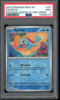 2023 Pokemon PSA 9 Squirtle Pokemon Center 151 Pre Order #007 - Image 1