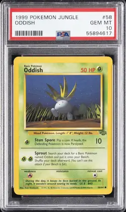 1999 POKEMON JUNGLE #58 ODDISH PSA 10 - Image 1