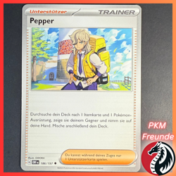 Pepper 186/197 OBF 🟢NM 🇩🇪Deutsch Pokemon Trainer Obsidianflammen - Image 1