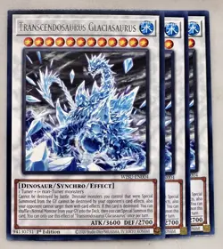 Yugioh! 3x Transcendosaurus Glaciasaurus WISU-EN004 Rare 1st Ed NM - Image 1